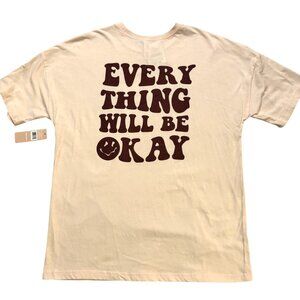 NWT CHARLEE RAE Everything Will Be Okay Graphic Print T-Shirt M Smiley Face Tee